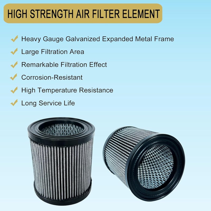 Bounetim 2 Pcs 2023400852 Air Filter Compatible with Quincy Air Compressor 2023-4008-52 2023400859 S1027 P05051A 51291, High-Efficiency Pleated Air Filter Element Replacement Part - Image 2